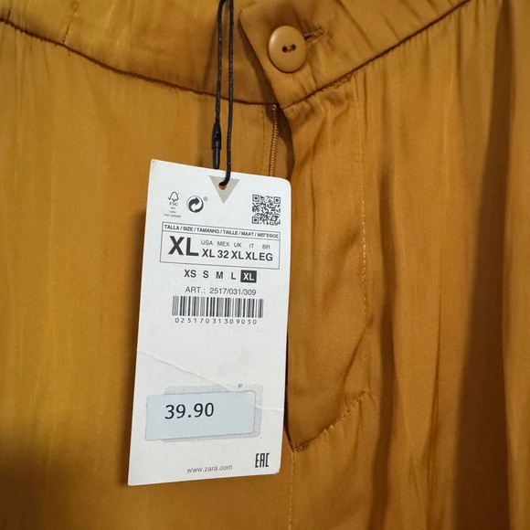 Zara Mustard/Gold Silk Cargo Pants - Picture 2 of 3
